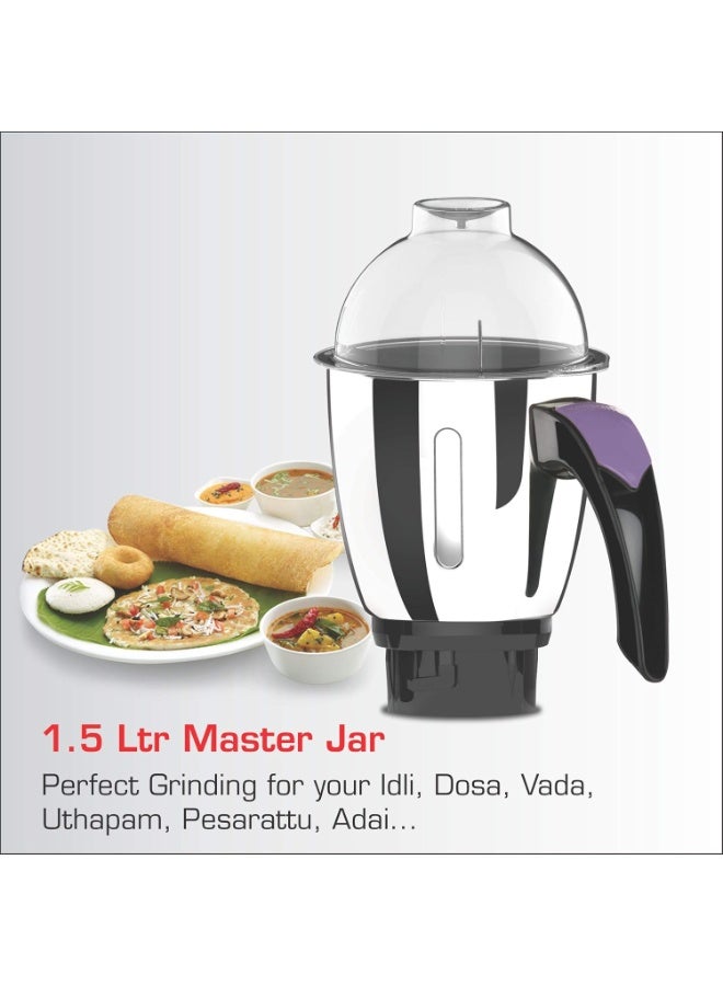 Vidiem Eva Premium 750W Mixer Grinder with 5 Jars (Lavender & Black) | Juicer Mixer Grinder for Wet & Dry Grinding, Chutney & Juice | Self-Locking Leakproof Jars | 5-Year Motor Warranty - Image 4